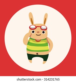 summer animal rabbit flat icon elements background,eps10
