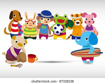 summer animal seamless pattern