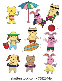 summer animal set icon