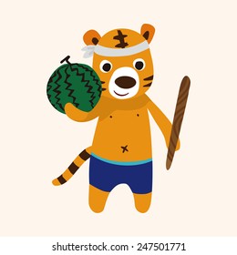 summer animal tiger, flat icon
