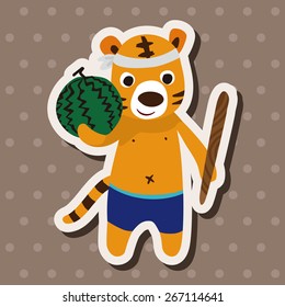 summer animal tiger flat icon elements background,eps10