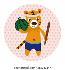 summer animal tiger flat icon elements background,eps10