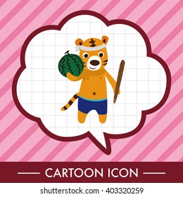 summer animal tiger flat icon elements background,eps10