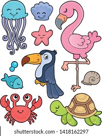 Summer animals theme set 1 - eps10 vector illustration.