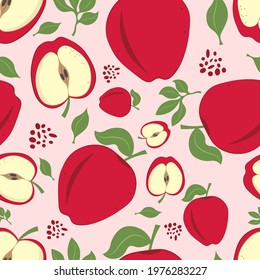 Summer apple abstract vector seamless textile repeat pattern.