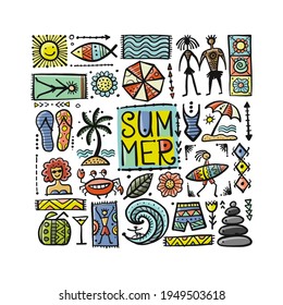 Summer Art Background. Autherntic Style for your design