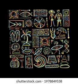 Summer Art Background. Autherntic Style for your design