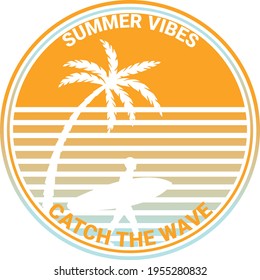 Summer artwork grunge effect in separate layer  tee shirt graphics, California typography