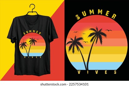 Summer artwork.T-shirt design, graphics,typography.Vector t-shirt mockup and print design.Summer typography ,Vector illustration.Vector sun glasses with tropical beach reflection illustration.