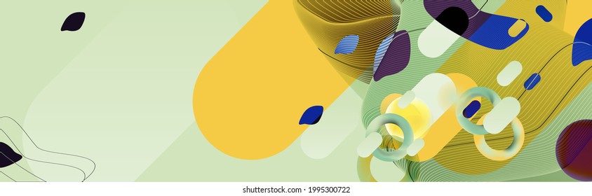 Verano Otoño Resumen de fondo sobre la luz verde pastel color beige elementos futuristas banner con líneas nuevas formas para la web de texto de marca o diseño de impresión