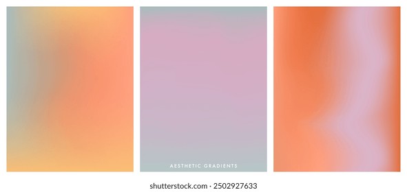 Summer, autumn aesthetic gradient banner set. Calm. Duotone color. Blurred sky gradient background. Simple soft light backdrop. Gradient template design for poster, social post, minimalist home decor