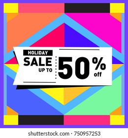 Summer and Autumn Holiday sale memphis style web banner. Fashion and travel discount poster. Vector holiday Abstract colorful illustration with special offer and promotion.