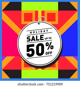 Summer and Autumn Holiday sale memphis style web banner. Fashion and travel discount poster. Vector holiday Abstract colorful illustration with special offer and promotion.