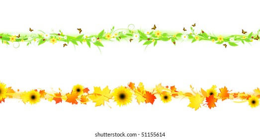 summer and autumn line for decorated border or frame