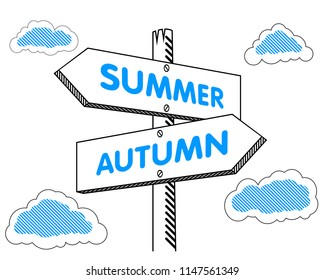 Summer, autumn signpost