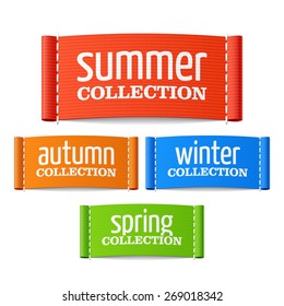 Summer, autumn, winter and spring collection labels. Vector.