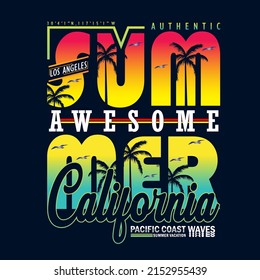 summer awesome california tee typography graphic design,illustration vector art,vintage