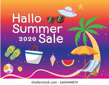 Summer  backdrop. Promo badge for your seasonal design. Vector illustration.