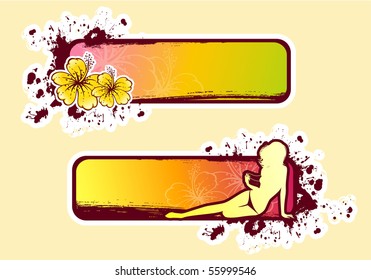 Summer backgraund with womens silhouette