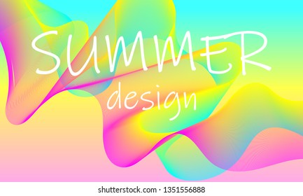 Summer background abstract. Flow shapes design. Soundwave music background.