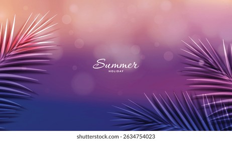 Fondo de verano. Diseño de Anuncio de vacaciones de verano de gradiente Abstractas. Ilustración vectorial