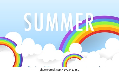 Summer background abstract minimal  with rain and cloud in a blue background, illustration Vector EPS 10