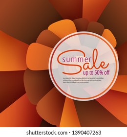 Summer background with abstract sea shell. Typography Vector illustration. Great for Sale Offer.