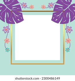 summer background of abstract shapes, floral and leaf patterns with free space for text. Template for banner, poster, social media, web, greeting card.