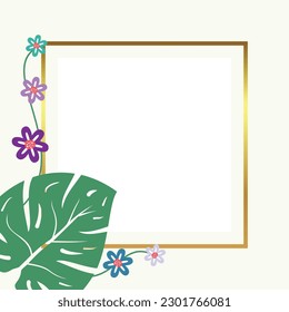 summer background of abstract shapes, floral and leaf patterns with free space for text. Template for banner, poster, social media, web, greeting card.