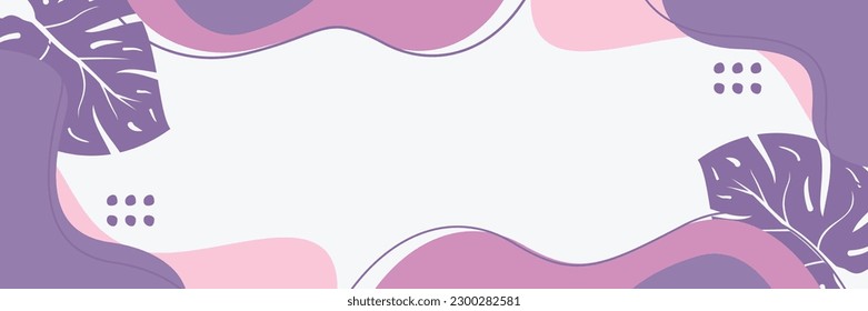 summer background of abstract shapes, waves and leaves pattern with free space for text. Template for banner, poster, social media, web.