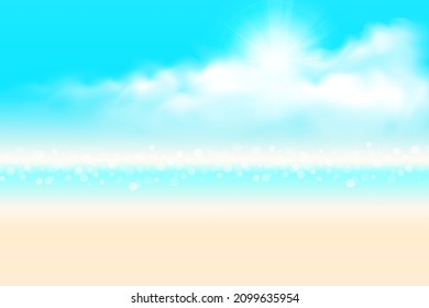 summer background. abstract soft blue sky and beach blurred gradient background, vector illustration