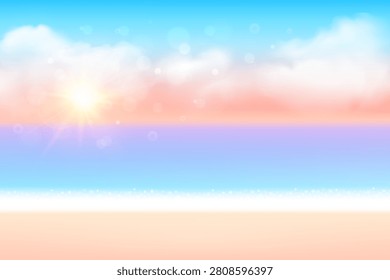 summer background. abstract soft blue sky and sunset beach blurred gradient background, vector illustration