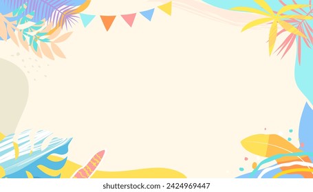 Summer background with abstract tropical leaves and copy space for text.