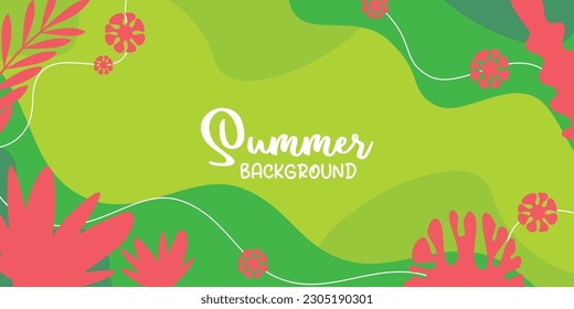 summer background of amazing shapes, wave patterns, leaves, flowers, herbs with free space for text. Template for banner, poster, social media, web.