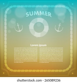 Summer background with anchor. Summer. Retro. Vector illustration.