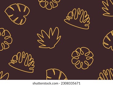 Fondo de verano con atractivos patrones de color de hojas, plantas e íconos florales. vector para banners, tarjetas de felicitación, medios sociales, envoltura de regalos.