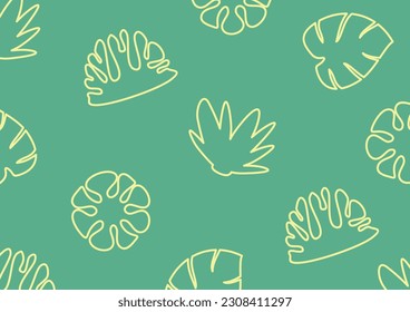 Summer background with attractive color patterns of leaves, plants and flowers icons. vector for banners, greeting cards, social media, gift wrapping.