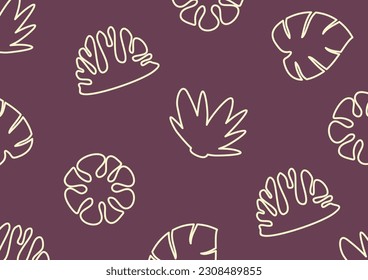 Summer background with attractive color patterns of leaves, plants and flowers icons. vector for banners, greeting cards, social media, gift wrapping.