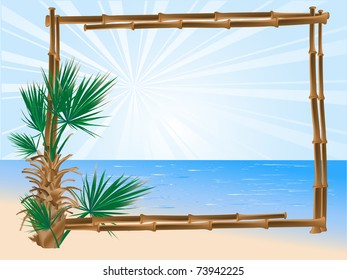 Summer background with the bamboo frame