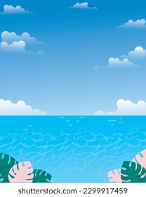 summer background and banner. Abstract illustration with leaves. Summer. Vector illustration.
