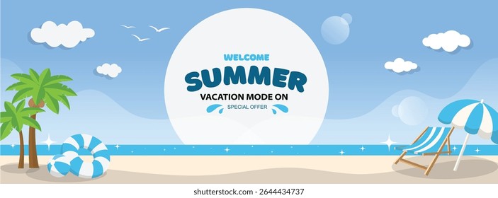 Summer background  banner,  poster season, beach vector
