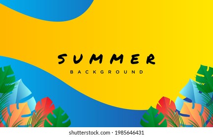 summer background, summer banner with yellow and blue color, minimal design concept.