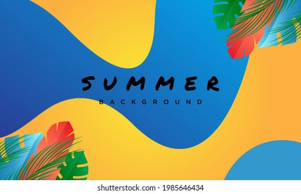 summer background, summer banner with yellow and blue color, minimal design concept.