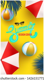 Summer background with beach elements. View above. Vector ilustration