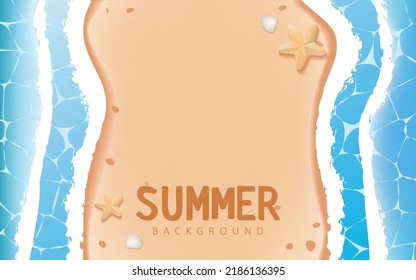 Summer Background with Beach and Ocean Waves Background Illustration Set. Summer Vector Design for Banner, Flyer, Invitation, Brochure