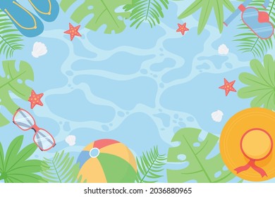 Summer background with beach panoramic top view