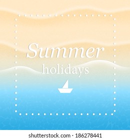 Fondo de verano con arena de playa y mar