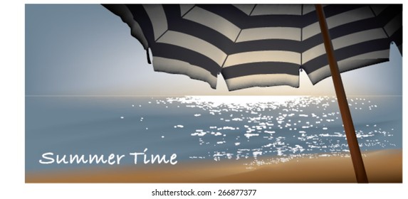 Summer background beach with umbrella