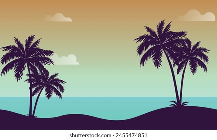 Summer background with beach. Vector illustration.