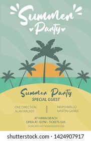 Summer background with beach view vector illustration